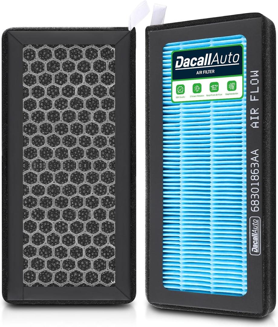 2pcs Set HEPA Cabin Air Filter with Activated Carbon for Jeep Gladiator JT (2020-2022), for Jeep Wrangler JL (2018-2022). Replace 68301863AA