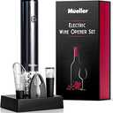 Mueller Electric Bottle Opener Set - Rechargeable Batteries and USB Charging Cable - Electric Corkscrew Opener with Foil Cutter, Bottle Pourer, Vacuum Stopper (Batteries Included), Valentines Day Gifts