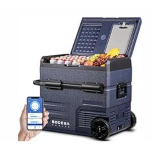 BODEGACOOLER 12 Volt Car Refrigerator,Dual Zone 59 Quart Portable Freezer APP Control,4℉68℉ 55L Compressor Car Fridge12/24V DC and 100240V AC for Camping,RV,Boat,Road Trip