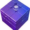 GAN MirrorM UV-Coated, 3x3x3 Magnetic 48 Magnets Glitter Sparkle Mirror Speed Cube Puzzle Game Magnets Toys for Kids Adult Cuber, Corner Cutting, Solve by Shape, Purple