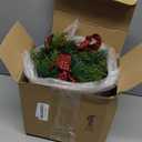 Zeyune 12 Pcs Small Christmas Wreaths for Kitchen Cabinet with Plaid Bow Ribbon Hanging Mini Christmas Cabinet Door Wreaths Decor for Kitchen Window Outdoor Indoor Holiday, 14.96 x 7.87''