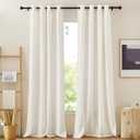 NICETOWN White Sheer Linen Curtains for Living Room 84 inch Length 2 Panels Set, Grommet Semi Sheer Privacy with Light Filtering Flax Window Treatments for Bedroom, W52 x L84