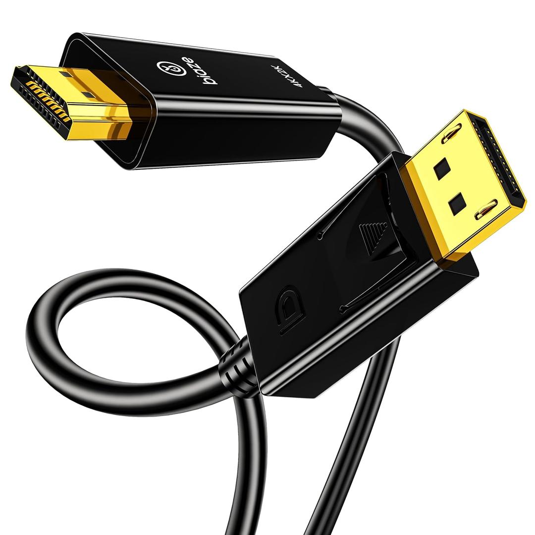 DP to HDMI Cable 4K 60Hz Gold Plated, 10ft/3m DisplayPort to HDMI Male to Male Adapter Cable for PC Laptop TV Monitor Projector, Gold Plated Interface(DisplayPort to HDMI)