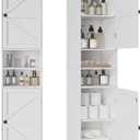Viaozutis Tall Bathroom Storage Cabinet, Vertical Freestanding Organizer with Adjustable Shelf, Slim Design for Small Bathrooms, Towels & Toiletries StorageWhite