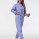 THE GYM PEOPLE Women's Oversized Fleece Sweatshirts Loose Fit Crewneck Long Sleeve Pullover Tops (Purple, S)