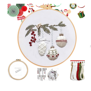 DIY Embroidery Kit for Adults with Pattern,Cotton Threads,Needles,Instruction,20cm Hoop,for Decor Home Room, Pack Of 4 