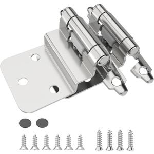 3/8 Inch Inset Cabinet Hinges, 20 Pack Self Closing Flush Face Mount Hinges with Door Bumper, Variable Decorative Hardware for Bathroom, Furniture, Kitchen Cabinet Doors, Brushed Nickel