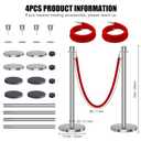 kaiyomi 4Pcs Stanchions and Velvet Ropes, Crowd Control Barriers (Silver) | Water or Sand-Fillable Base, 5 Feet Velvet Ropes and Posts Poles for Red Carpet Formal Occasions