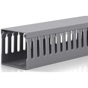 ZhiYo 2 x 2in Professional Server Rack Cable Management Raceway, 99in(6X L16.5in) Cable Raceway Kit, Electrically Safe PVC Open Slot Wire Raceway for Under Desk/Computer/Network Cords, Grey