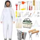 30 Pcs Beekeeping Supplies Tools Bee Suit Bee Keeping Starter Kit Bee Keeper Starting Kit Bee Keeping Supplies All Bee Hive Supplies Bee Hives Boxes Starter Kit for Beekeeper Men Women (L)