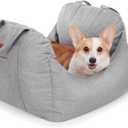 PET AWESOME Dog Car Seat, Puppy Booster Seat, Travel Carrier Bed for Small and Medium Pets (Light Grey)