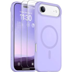 SPIDERCASE for iPhone Air Case, Magnetic Translucent Matte Case with 2PCS Tempered Glass Screen Protector Slim Phone Case for iPhone Air 6.5'', Light Purple