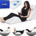 Lunix LX5 4-Piece Support for Shoulder & Upper Body Rest, Orthopedic Bed Wedge Pillow Set, Elevated Memory Foam for Post-Op Recovery & Sleep Comfort, Pebble White