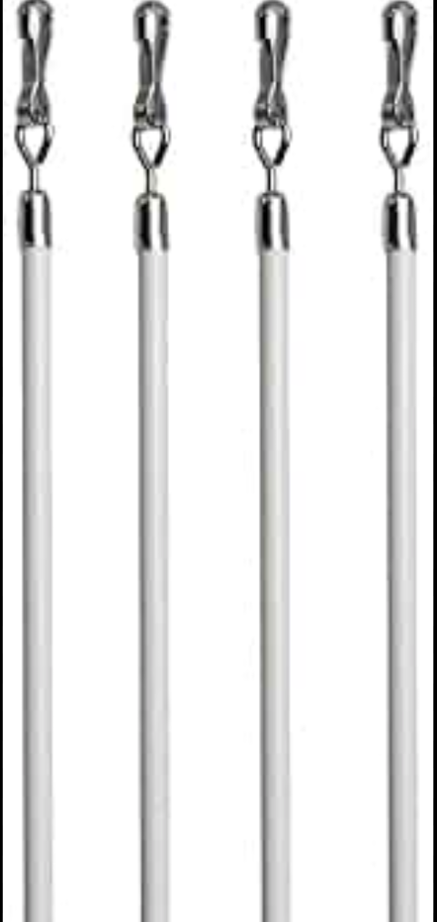 Generic White Aluminum Drapery Curtain Wand Pull Rod w/Swivel Snap & Handle White (4 Pack - 36""), Silver