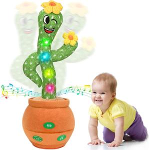 Baby Toys, Singing Talking Cactus Toy for 3-6 Year Old Toddler Boys Girls, Mimicking Repeat What You Say, Plush Cactus with Light Up Music and Amusing Songs, Funny Gag Gifts for Kids