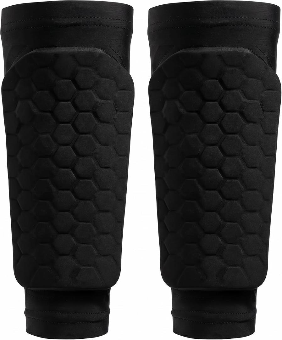Soccer Shin Guards for Youth & Adult with Honeycomb Compression Sleeve, Breathable Lightweight Shin Pads with Non-Slip Silicone Strips, Impact Protection for Soccer Football
