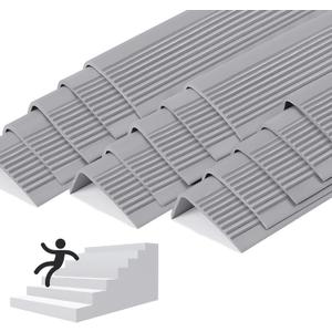15 Pack Rubber Stair Nosing - 3.3Ft Stair Anti-Slip Adhesive Strip, Made of Wear-Resistant Rubber, Mute, Easy to Install - Indoor/Outdoor (15, Full Grey, 3.3Ft)
