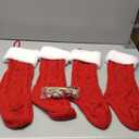 XIMISHOP 4PACK Christmas Stockings,18Inches Large Red Cable Knitted Stocking Personalized Xmas Hanging Stocking Decorations with Name Tags for Holiday Christmas Party Family Decor