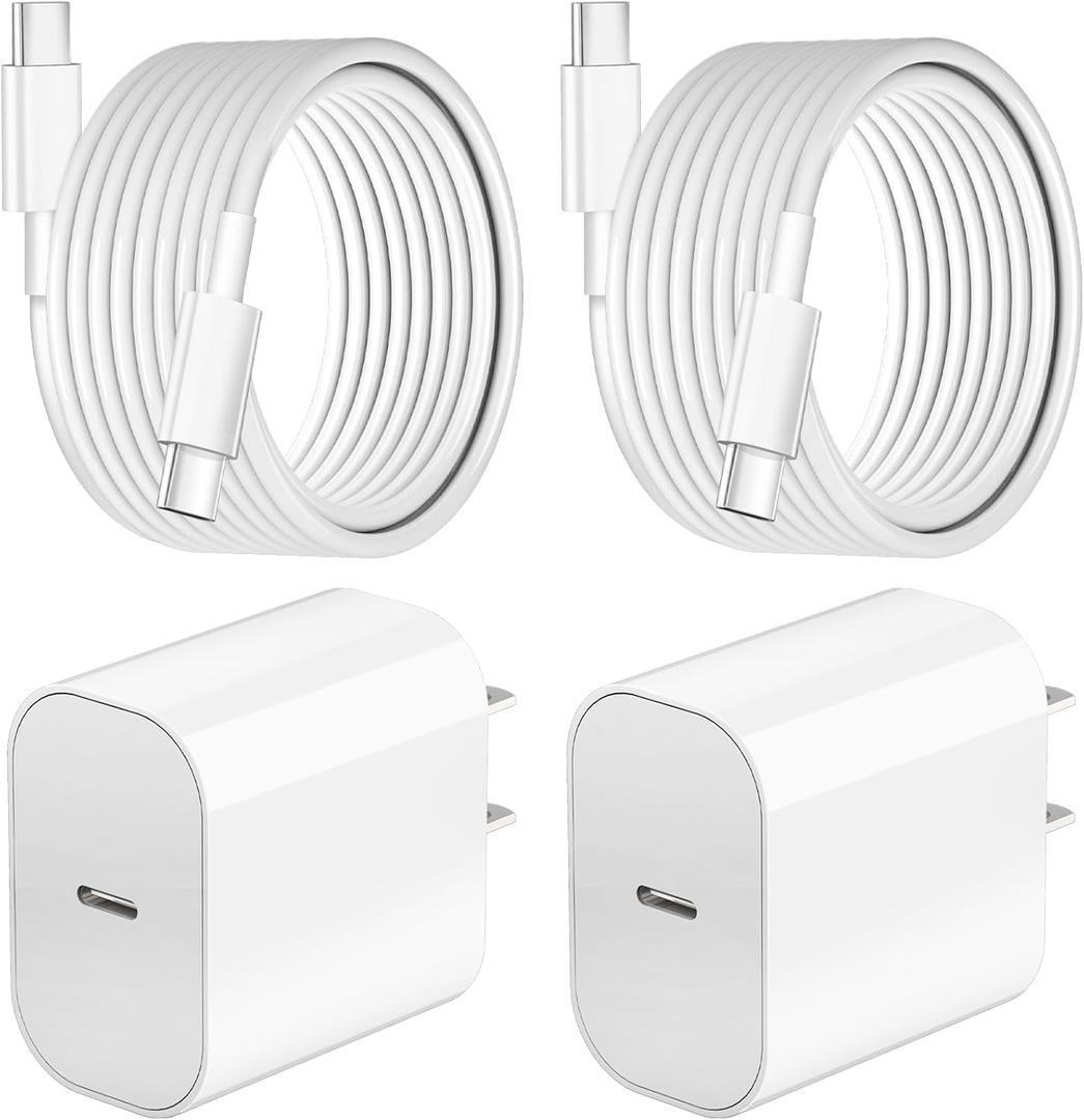 Charger For iPhone 16 15 Fast Charger, 20W USB C Fast Charging Block with 10FT Long USB C Charging Cable Cord for iPhone 16/16 Pro/16 Pro Max/15 Pro/15 Plus,iPad 12.9/11/10.9/iPad Air 5 4/iPad MINI 6 (White)