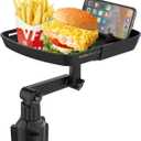 Car Cup Holder Tray Table Multifunctional Car Tray for Eating 360 Swivel Adjustable Car Food Eating Tray Table and Base with Extra Phone SlotEnhanced Tray deepening Black