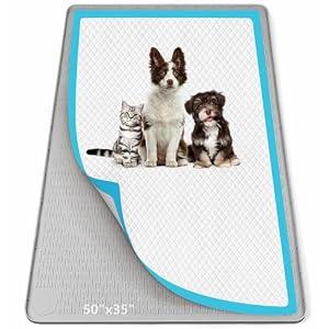 Bartuke Pee Pad Holder for Dogs, 50" x 35" Silicone Pee Tray Mat Leak-Proof, High Edge, No Spill Pet Pad Holder for Puppy, Cat, Rabbit, Training Pads for Floor Protection, No Pee Pads (Light Grey)