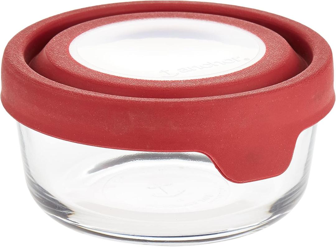 Anchor Hocking TrueSeal Glass Food Storage Container with Airtight Lid, Cherry, 2 Cup