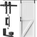 6FT Heavy Duty Sliding Barn Door Hardware Kit（1x Floor Guide, 1x Pull Handle Set &5FT Track Kit for 34"~36" Wide Single Door）, Smoothly Quietly, Easy Install (No Door)