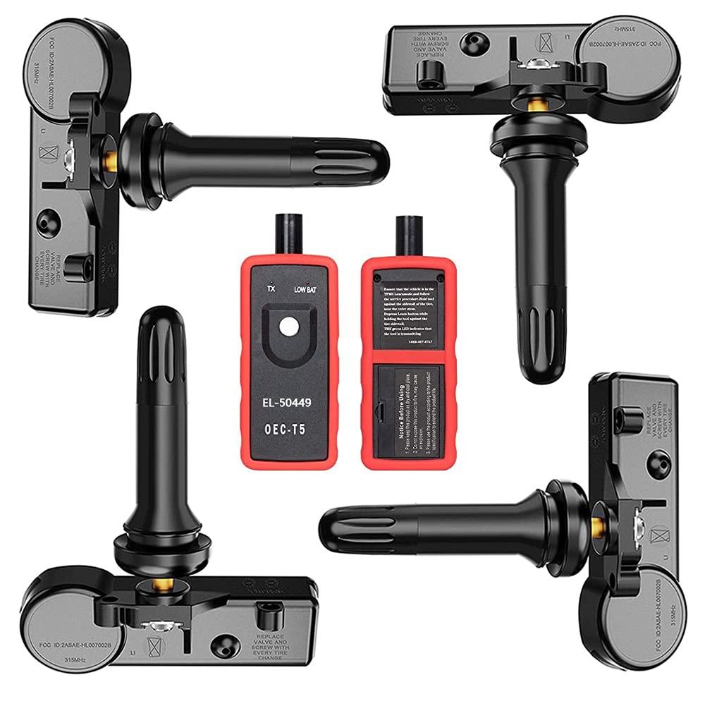Ford Tire Pressure Monitoring System Sensor 315MHZ Programmed TPMS Sensor with EL- 50449 TPMS Relearn Tool for 9L3Z-1A189-A 9L3T-1A180-AF DE8T-1A180-AA Compatible for Ford VPG Mercury Lincoln Series