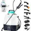 HAUSHOF 4 Gallon Backpack Sprayer, Battery Powered Sprayer with 4 Nozzles, 70PSI High-Pressure Battery Sprayer, Extended Battery Life, Wide Mouth Design, Trigger Lock for Weeding, Spraying, Cleaning