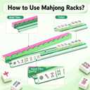 20-Inch Acrylic Mahjong Racks with Pushers - Extra Long Clear Magnetic Mahjong Pushers Set of 4, Fits 1.2''&1.5" Large Tiles for American Mahjong Game Nights, Ergonomic & Durable (translucent green)