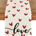 Artoid Mode White Love Valentine's Table Runner, Seasonal Anniversary Kitchen Dining Table Decoration for Indoor Home Party 13x72 Inch