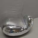 Melted Disco Ball Decor  Handmade 11 Mirror Tile Dripping Centerpiece, Funky Aesthetic Room Ornament for Shelf, Table, Party, or Unique Retro Home Gift (Silver)