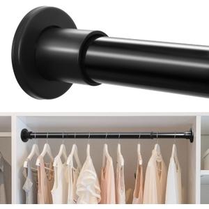 Closet Rods for Hanging Clothes, 18 to 63 Inches Adjustable Heavy Duty Closet Rod, Metal Closet Poles, Easy to Install Closet Bar for Closet Wardrobes Laundry, Perfect for Closet Organizer
