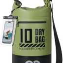 Lamicall Dry Bag Waterproof Backpack - [Zippered Pocket] 5L/10L/20L/30L/40L Roll Top Waterproof Bag with Water Proof Phone Pouch, Floatable Drybag for Swimming, Boating, Kayaking, Camping, Beach (Olive Green)