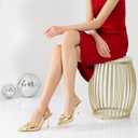 RIBONGZ Sexy Slingback Pumps Elegant Dressy Heels for Women Closed Toe Pointy High Heels Wedding Bride Prom Party Evening Shoes (8.5, Gold_buckle)