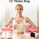 16 PCS Pink Pilates Ring and Ball Set for Women with 15" Magic Circle, Home Pilates Equipment Kit with Adjustable 1LB Ankle Wrist Weight, Resistance Band, Gliding Discs, Pilates Essentials Accessories