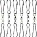 HSs Creation 6 Pack Dual Clips Swivel for Indoor Outdoor Organization Spinning Hanger Clothline Rack Wind Chimes Spinner Prism Windsocks Hanging Plant (Silver)