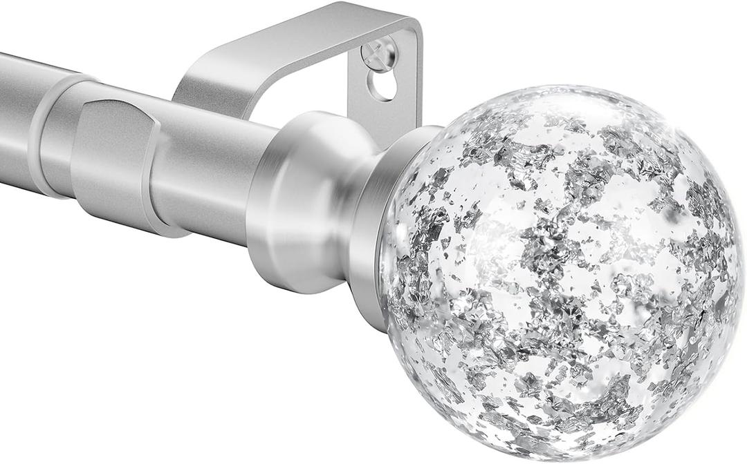 Silver Curtain Rod 18 to 45 Inch Decorative Window Treatment Rods