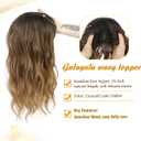 16 Inch Wavy Hair Topper Full Coverage Hair Pieces for Women with Thinning Hair- Natural Blending Curls Handtied Lace Hairline Easy to Wear Seamless Fit,Caramel Latte Ombre