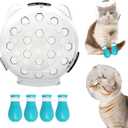 Cat Muzzle for Grooming with Astronaut Helmet Design, Cat Helmet Breathable Anti-Scratch Anti Bite Protection, Includes Paw Covers