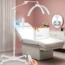 HITTI Lash Light for Eyelash Tech, 2026 Upgrade LED Half Moon Lamp with 4 Wheel Rolling Base, Esthetician Light for Tattoo Artists, Beauty - Adjustable Brightness, Phone Holder, 360Rotating-White (27.5 Wide Head Lash Lamp)