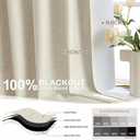 MIULEE Linen 100% Blackout Curtains 90 Inch Long 2 Panels, Back Tab Pleated Hook Belt Clip Rings Thermal Insulated Drapes for Bedroom Living Room Beige Natural Farmhouse Black Out Window Curtains