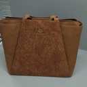 LOVEVOOK Laptop Tote Bag for Women,PU Work Bags with Triple Compartments, 15.6 inch, Brown Embossed