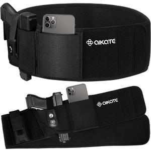 AIKATE Upgraded Belly Band Holster for Concealed Carry, Deep Concealment Gun Holster for Men, Waistband Holsters Fits for Glock 19, 17, M&P Shield 9MM Most Pistols (Fits Belly Up to 38", Right)