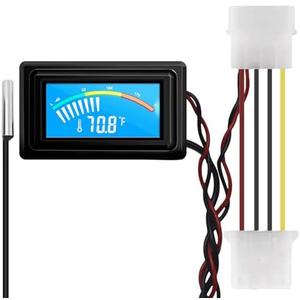 KETOTEK Digital Thermometer Temperature Meter Gauge Waterproof Sensor Probe Aquarium Car PC case Incubator Temp Meter 4 Pin Power Supply Celsius/Fahrenheit LCD Display