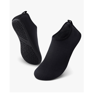 SEEKWAY Water Shoes Quick-Dry Aqua Socks Barefoot Slip-on for Beach Pool Swim River Yoga Lake Surf Women Men Black SK001, Size 44-45