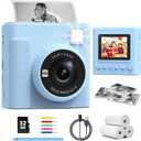 TIATUA Kids Instant Print Camera, Christmas Birthday Gifts for Girls and Boys, 1080P HD Video Digital Kids Camera with Print Paper & 32G Card, Toddler Toy for 3-14 Years Old (Blue)