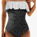 Holipick Strapless One Piece Swimsuits for Women Tummy Control Bandeau Bathing Suits Ruffle Slimming Swimwear
Size L