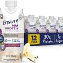 Ensure Max Protein Shake | French Vanilla | Ready to Drink | 30g Protein for Muscle Health | 1g Sugar, 4g Fiber | 11 fl oz, 12 Pack (EXP 10/01/27)