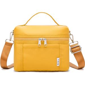 NOL Natural Organic Lifestyle Insulated Lunch Bags for Women Cooler Bag Lightweight Nylon Waterproof Lunch Box For Work (Earth-yellow, Medium(normal)) (Medium (8 Liters))